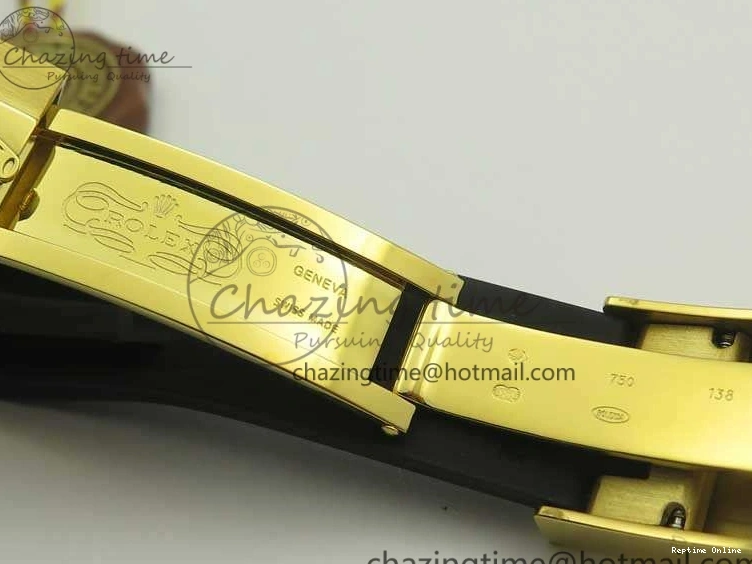 0522 Chic Daytona 116518LN YG JH Best Black Gold Dial On Rubber Strap A4130 (Free XS Rubber ) 3458